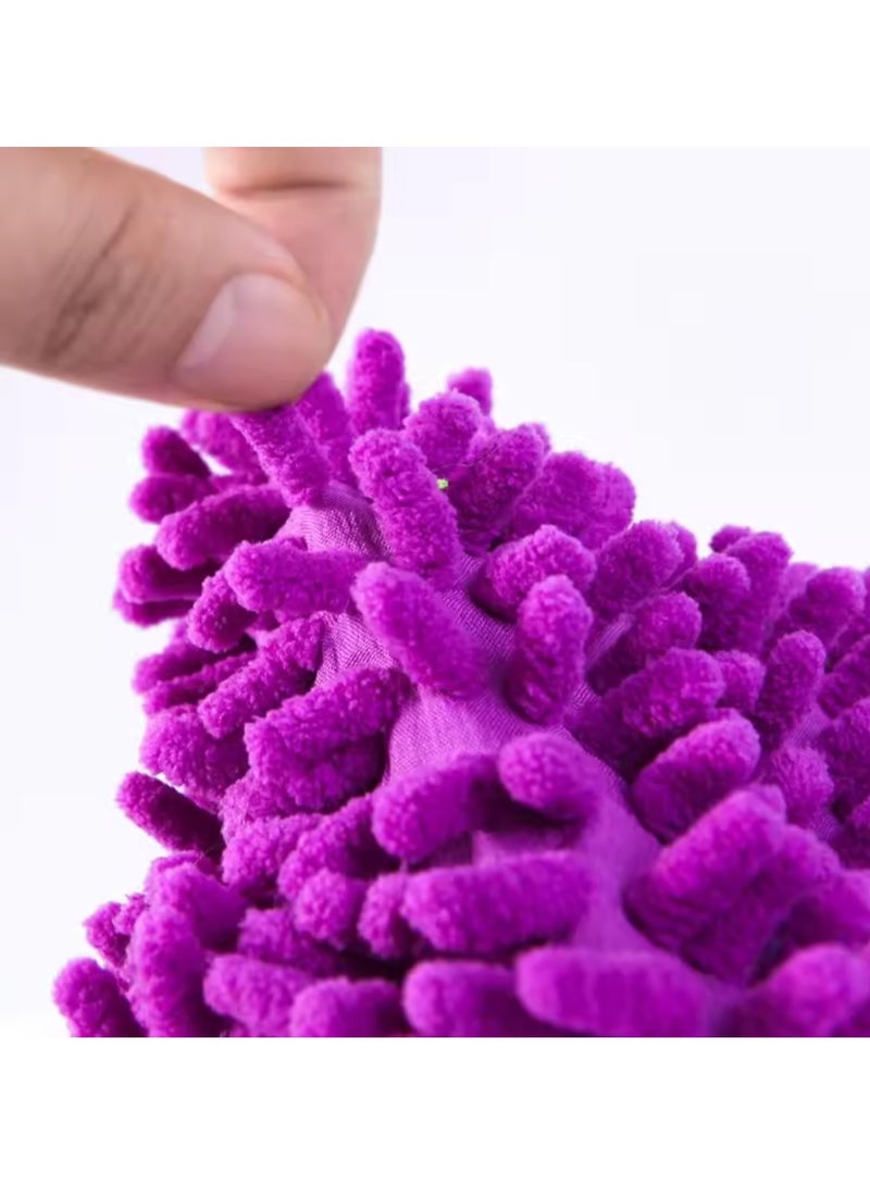 قفاز غسيل السيارات، قفاز مايكروفايبر لتنظيف و تمسيح السيارة، قفاز لتمسيح و تنظيف و غسيل الأسطح و الزجاج، قفاز منشفة مايكروفايبر متعدد الاستخدامات - لون بنفسجي - Image 3